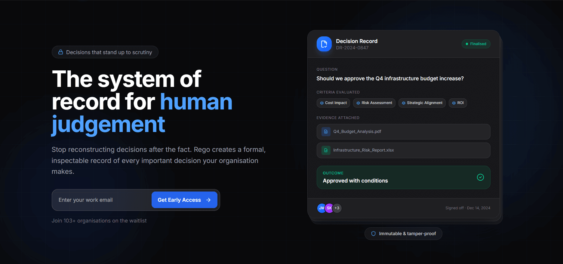 Use Rego - System of record for human judgement built with Next.js, Tailwind CSS, TypeScript